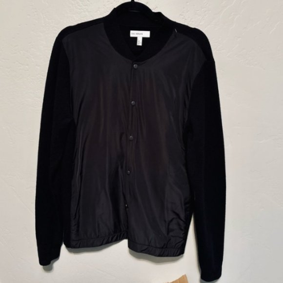 Nordstrom Varsity Jacket Casual Snap Front Nylon Wool Knit BLACK SZ SMALL NEW! - Picture 7 of 16